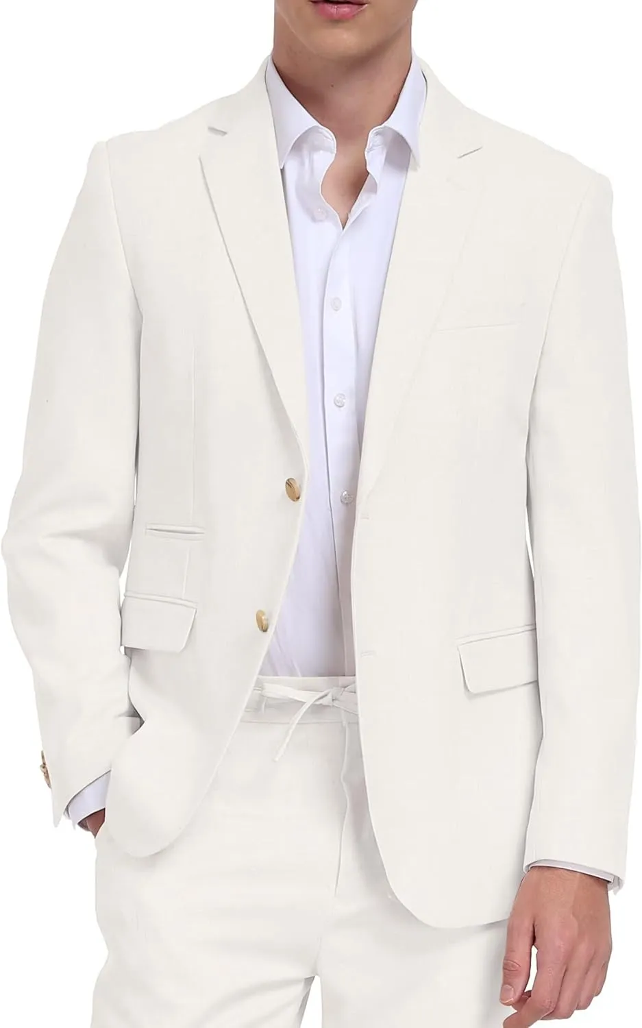 Men Linen Suits 2 Piece Summer Beach Suit Casual Holiday Outfits Lightweight Groomsmen Blazer Pants Set Wedding Prom Tuxedos