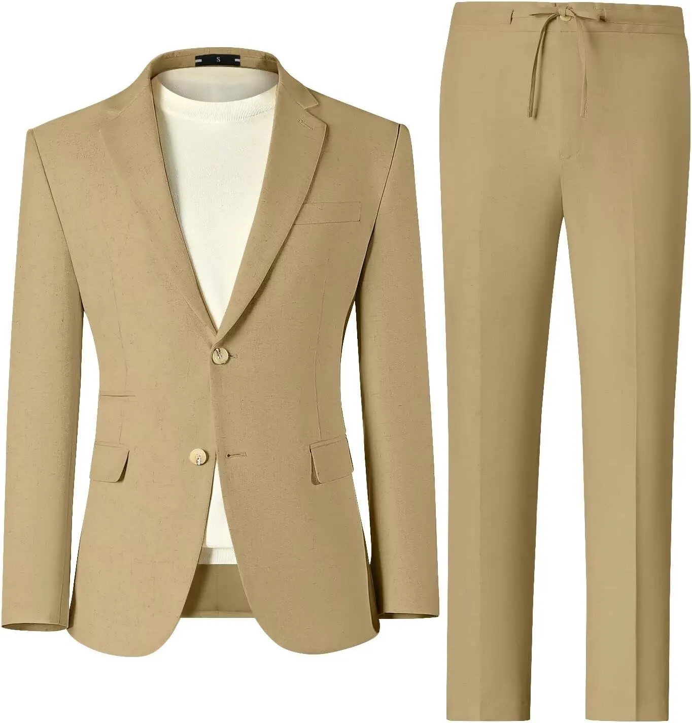 Men Linen Suits 2 Piece Summer Beach Suit Casual Holiday Outfits Lightweight Groomsmen Blazer Pants Set Wedding Prom Tuxedos
