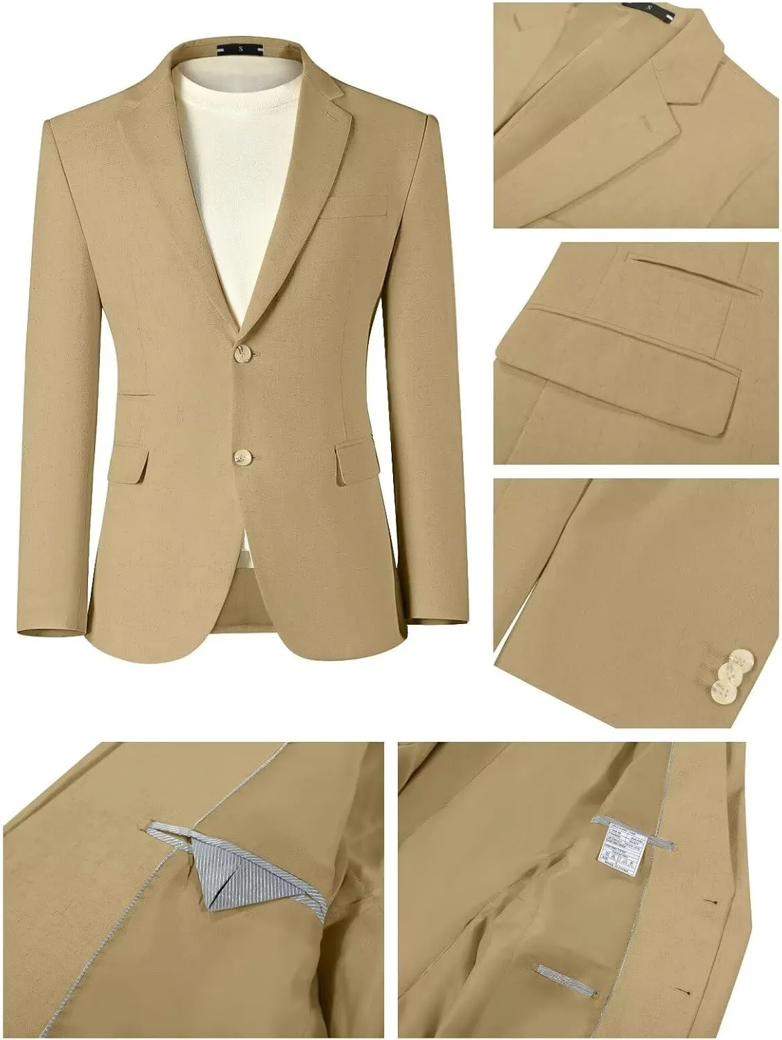 Men Linen Suits 2 Piece Summer Beach Suit Casual Holiday Outfits Lightweight Groomsmen Blazer Pants Set Wedding Prom Tuxedos