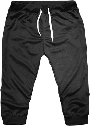 Mens 3/4 Joggers Capri Pants Slim Fit Lightweight Yoga Running Athletic Active Pants Casual Workout Gym Training Sweatpants
