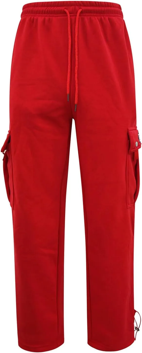 Men's Cargo Pants Plus Size Pocket Lace Up Elastic Waist Pants Trousers Overall Cute Plush