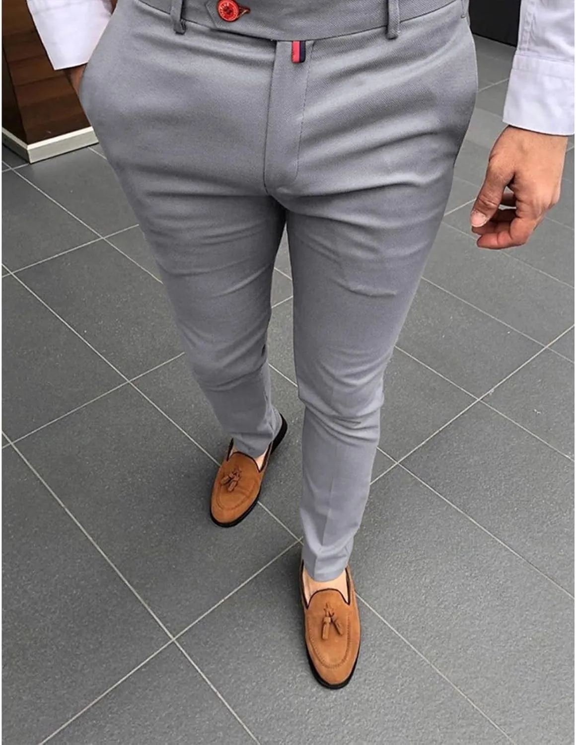 Mens Dress Pants Slim Fit Stretch Golf Pants Business Casual Suit Pants Work Office Trousers with Pockets