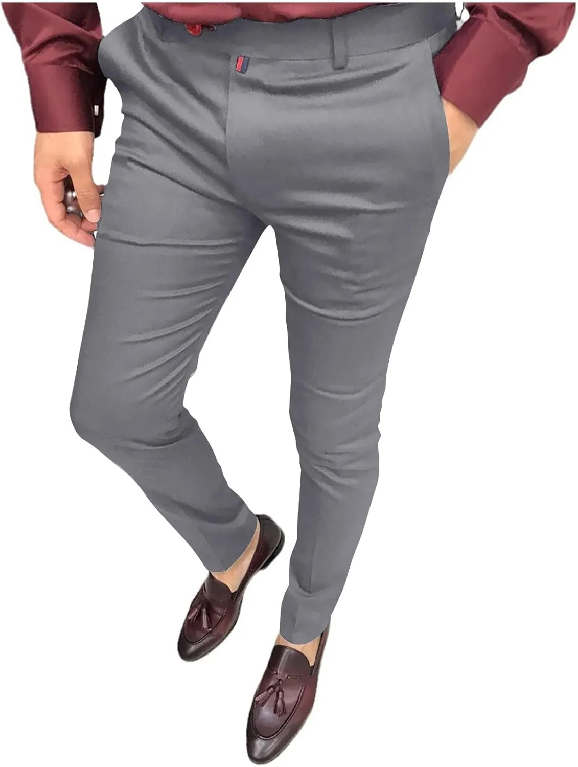 Mens Dress Pants Slim Fit Stretch Golf Pants Business Casual Suit Pants Work Office Trousers with Pockets