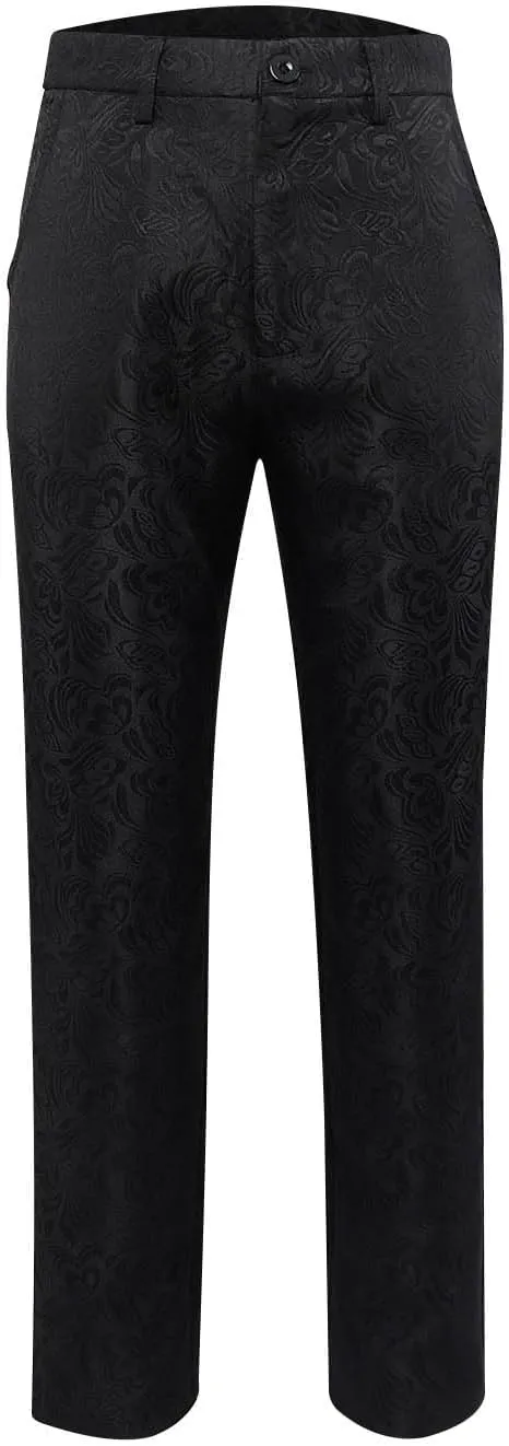 Mens Gothic Pants Cosplay Costume Steampunk Victorian Pant Casual Vintage Jacquard Slim Fit Expandable Waist Trousers