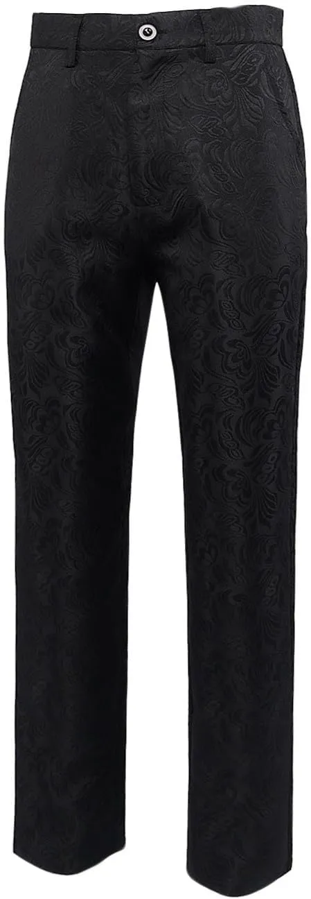 Mens Gothic Pants Cosplay Costume Steampunk Victorian Pant Casual Vintage Jacquard Slim Fit Expandable Waist Trousers