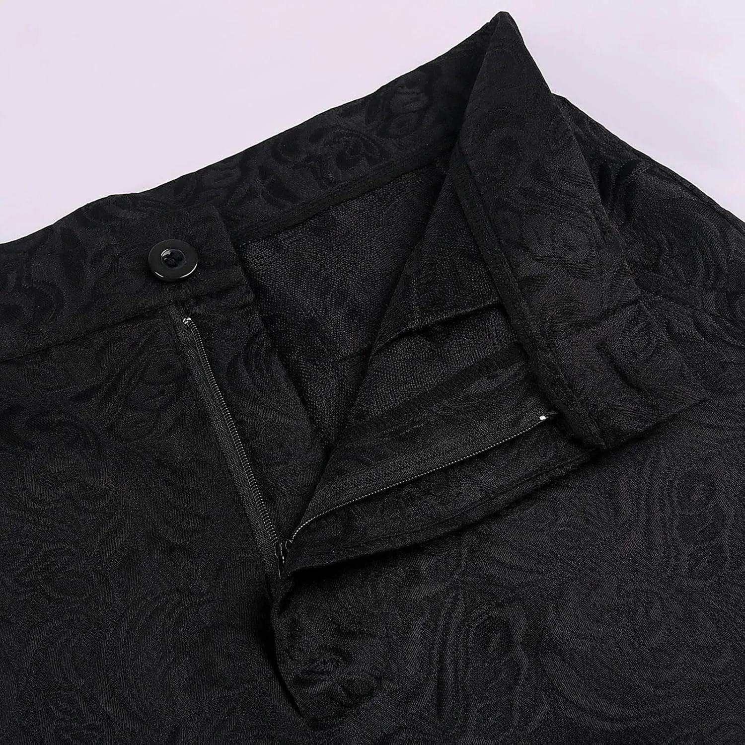 Mens Gothic Pants Cosplay Costume Steampunk Victorian Pant Casual Vintage Jacquard Slim Fit Expandable Waist Trousers