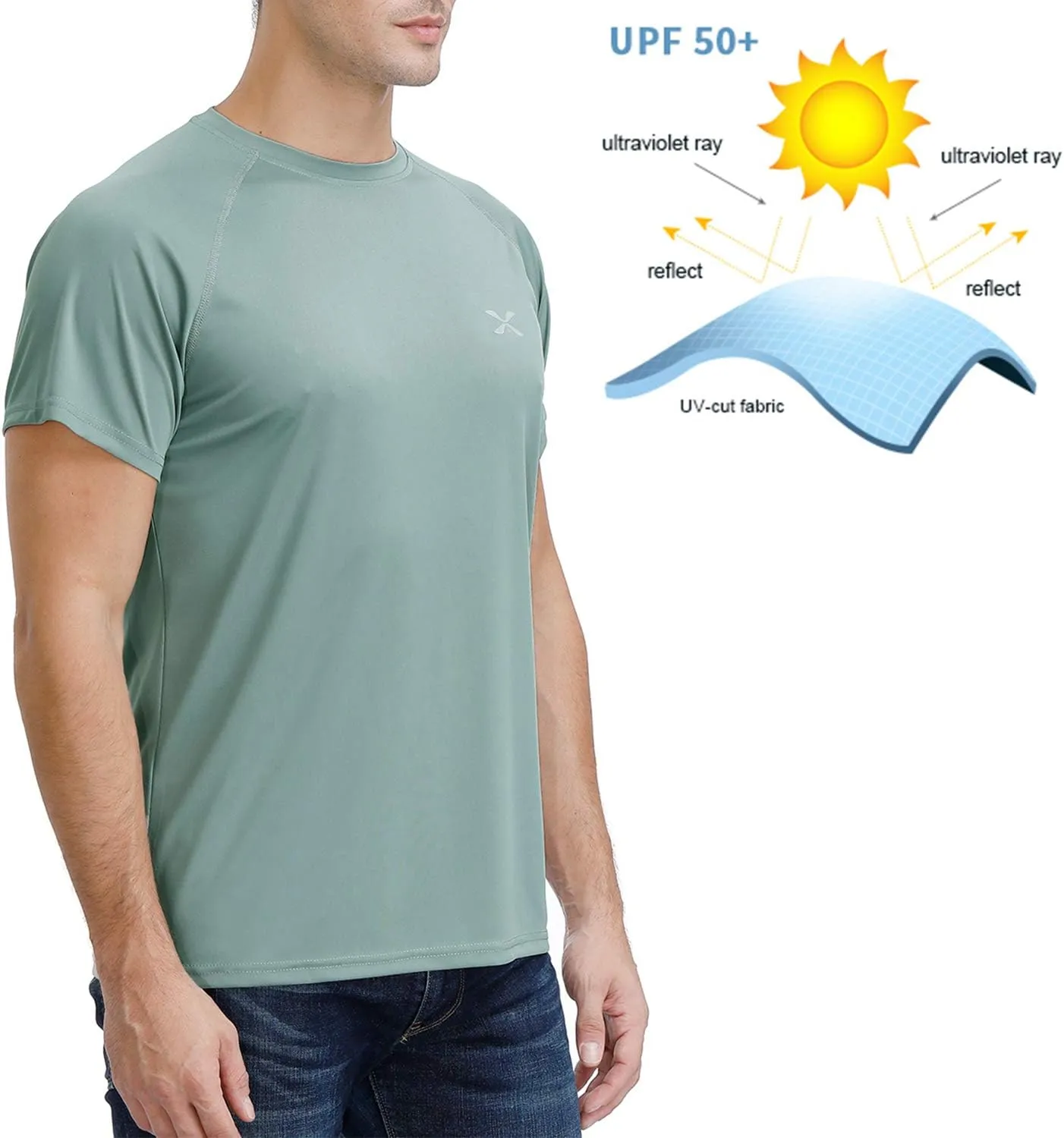 Mens Short Sleeve Outdoor Performance T-Shirt Quick Dry Crew UPF 50  Athletic Running Workout Fishing Top Shirts