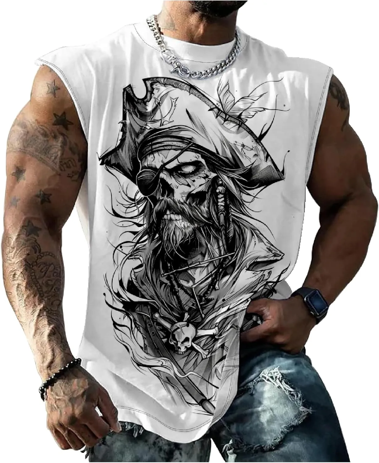 Mens Sleeveless Tee Shirts Muscle Tank Top Quick Dry Tough Guy Workout Loose Tank Tops Suitability Workout Gym