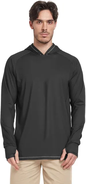 Men's Sun Protection Hoodie Long Sleeve UPF 50   Sun Shirt with Hood Lightweight Hooded Rash Guard Sunproof Shirts