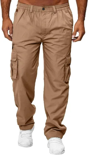Mens Zip Joggers Pants Mens Fashion Casual Loose Cotton Plus Size Pocket Elastic Waist Pants Trousers Stretch