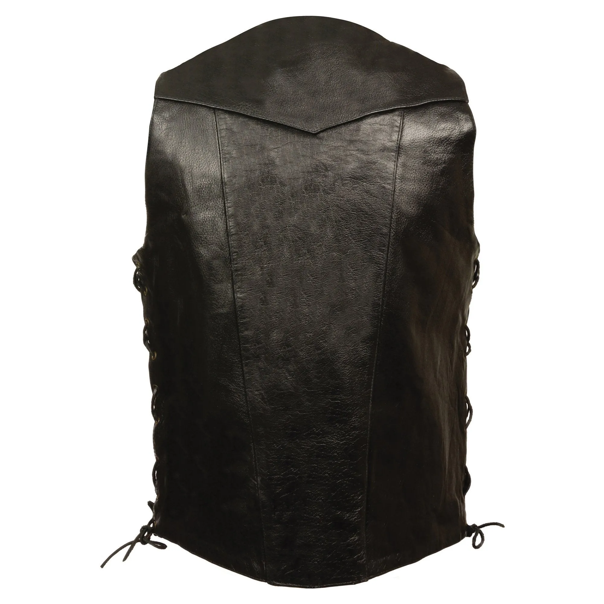 Milwaukee Leather-SH1392TALL-Men's Black Leather 10 Pocket Side Lace Vest - Tall Sizes