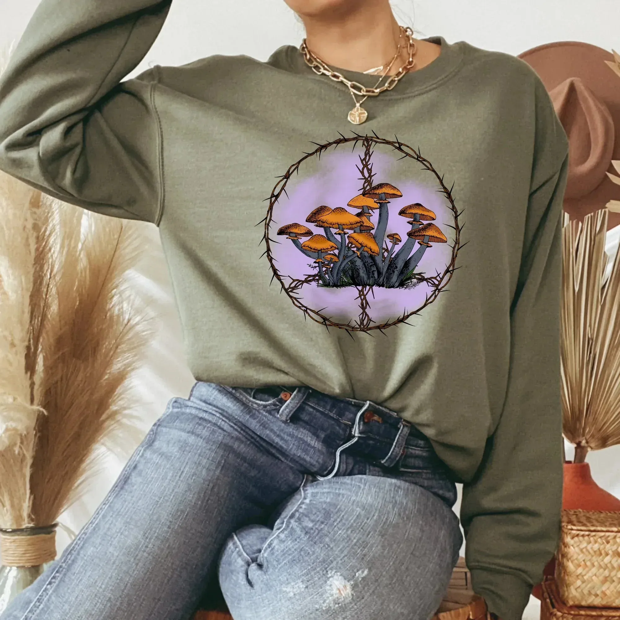 Mushroom Shirt, Mushroom Hoodie, Magic Mushroom Sweater, Mushroom Sweatshirt, Dark Academia Sweatshirt, Goblincore Clothing, Pastel Goth Tee