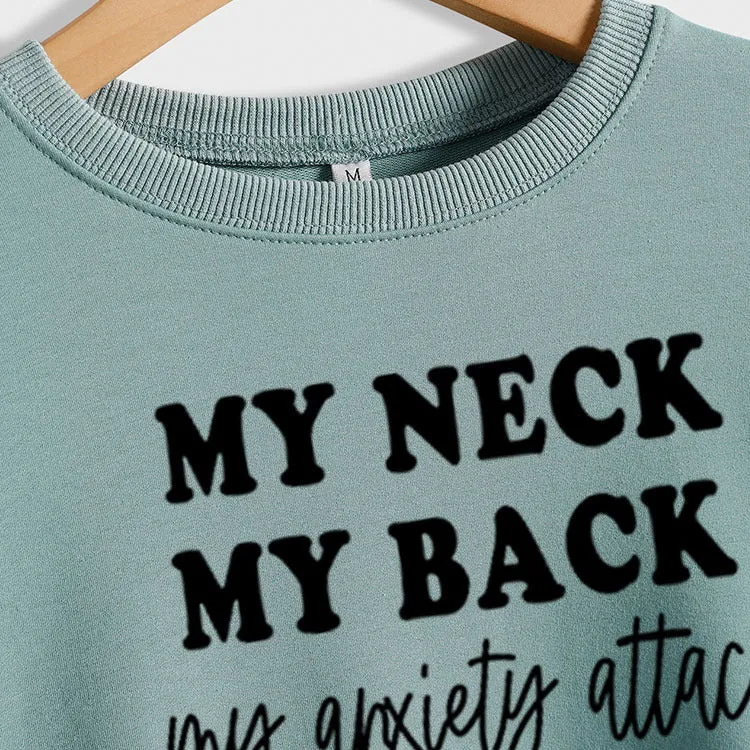 MY NECK MY BACK Fashion Round Neck Large Size Women Long-sleeved Printed Sweater