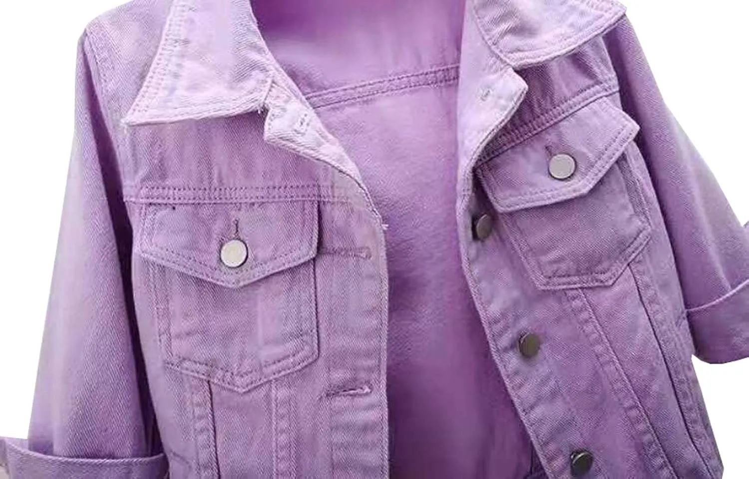 MYtodo Women's Colored Short Denim Jacket Seven-point Sleeve Jean Jacket Shawl Tops