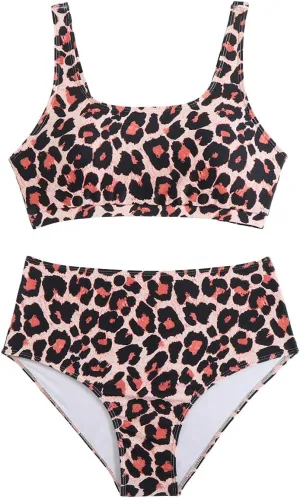 MZEAZRK Women High Waisted Bandeau Bikini Set Push Up Two Piece Swimsuit Funny Solid Adjustable Strap Bathing Suit