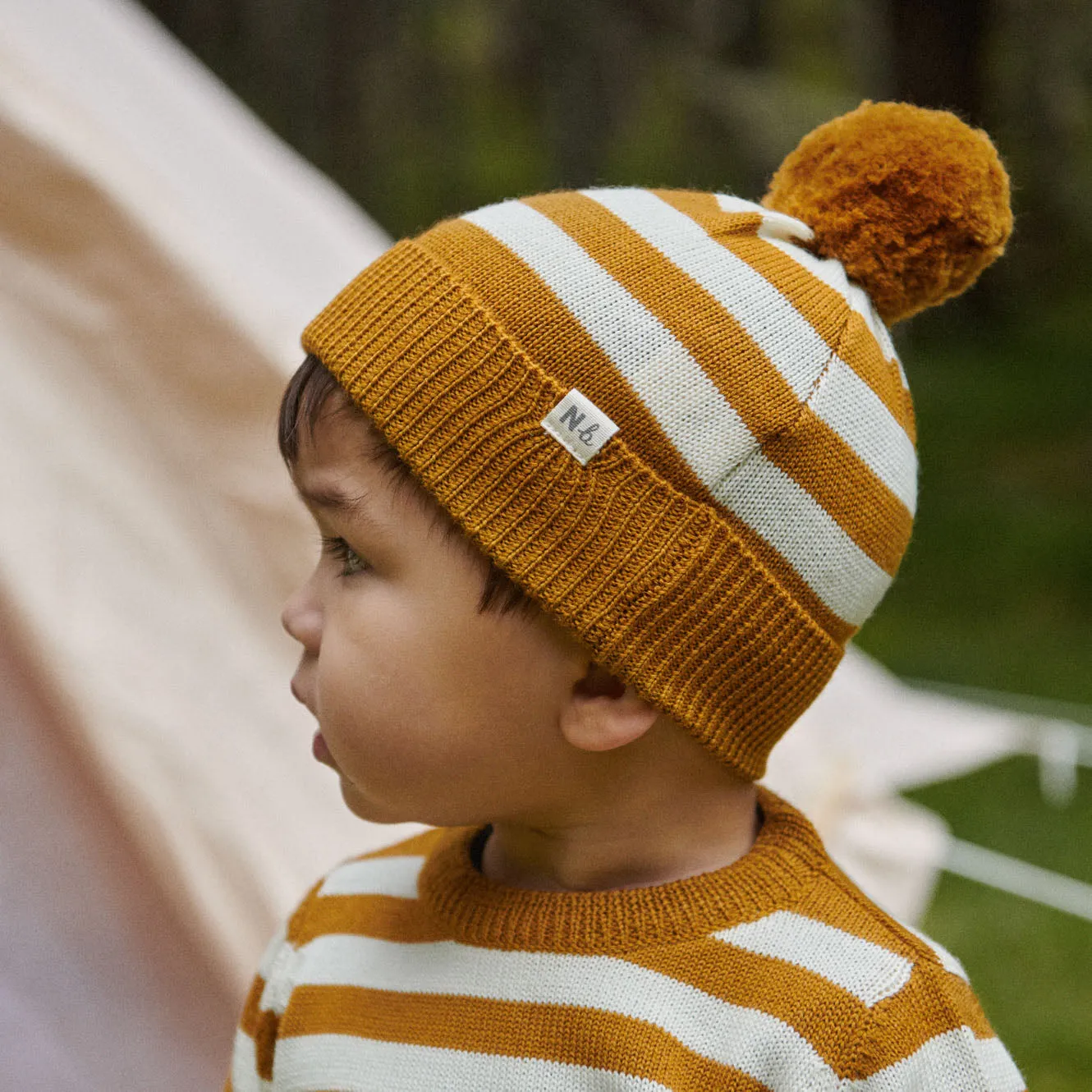 Nature Baby Merino Knit Pullover - Toffee Bold Stripe