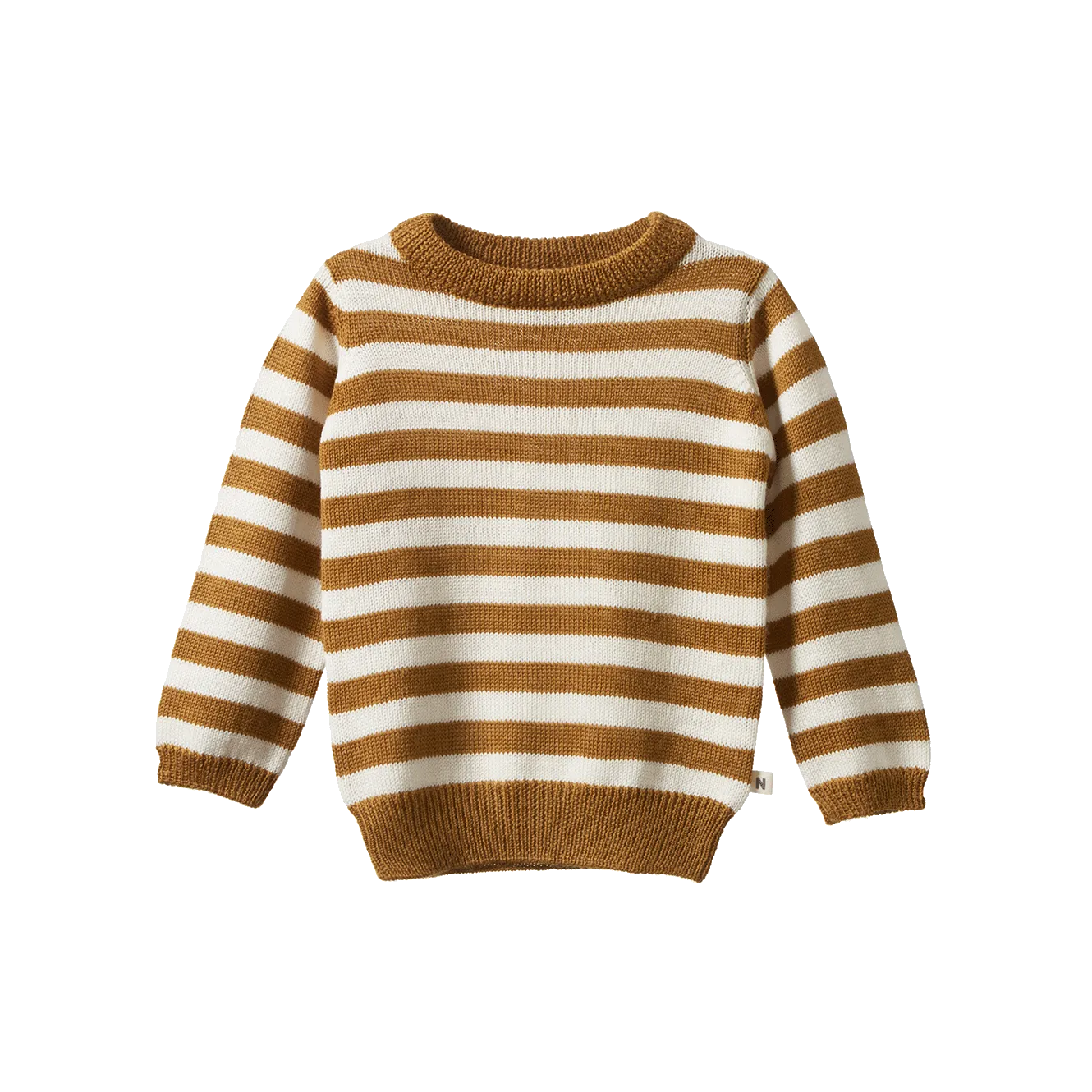 Nature Baby Merino Knit Pullover - Toffee Bold Stripe