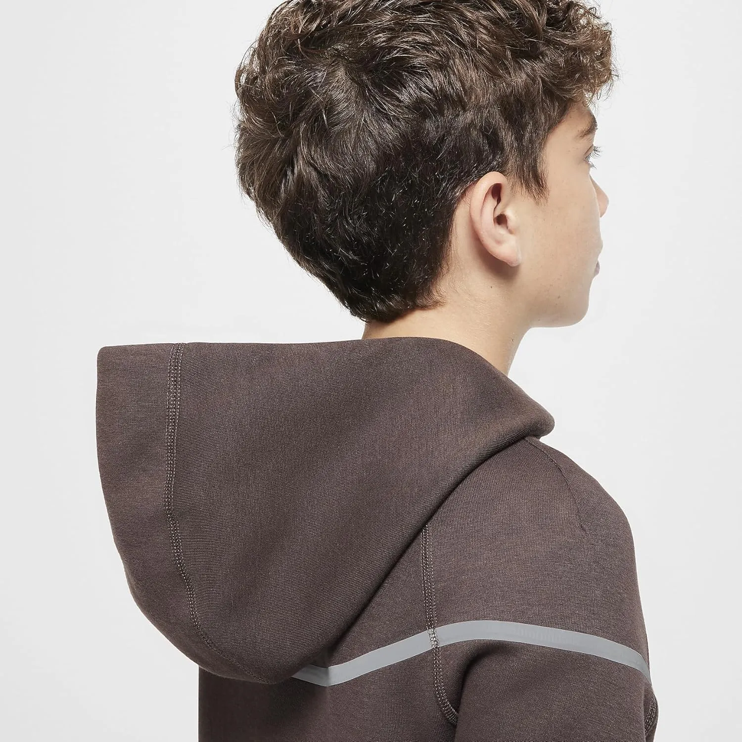 Nike Sportswear Tech Fleece Big Kids' (Boys') Reflective Full-Zip Hoodie (FZ5433-237, Baroque Brown)