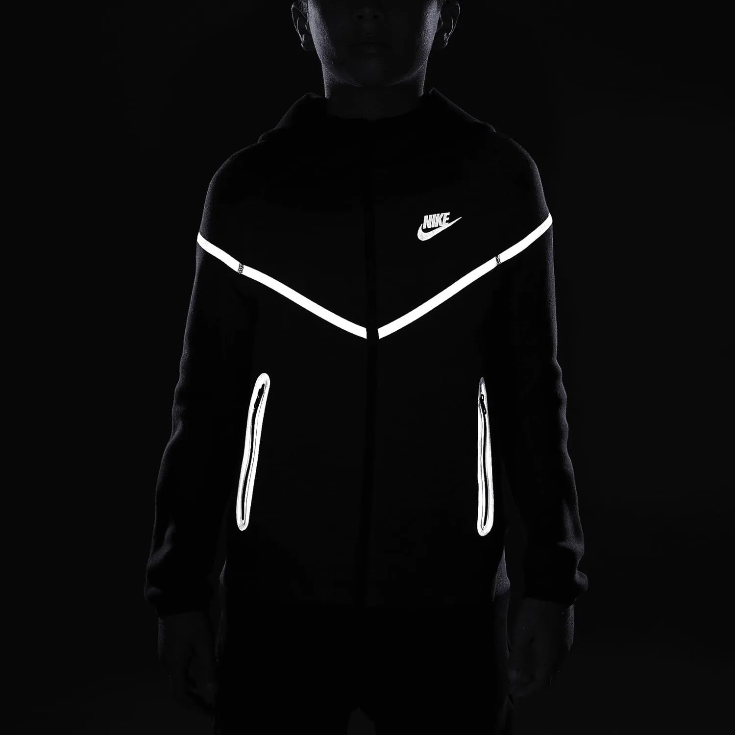 Nike Sportswear Tech Fleece Big Kids' (Boys') Reflective Full-Zip Hoodie (FZ5433-237, Baroque Brown)