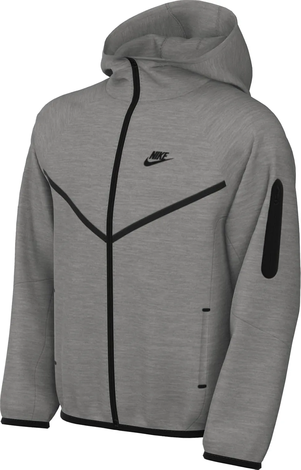 Nike Sportswear Tech Fleece Big Kids' Full-Zip Hoodie (HV5867-063, Dark Grey Heather/Dark Grey Heather/) Size X-Small