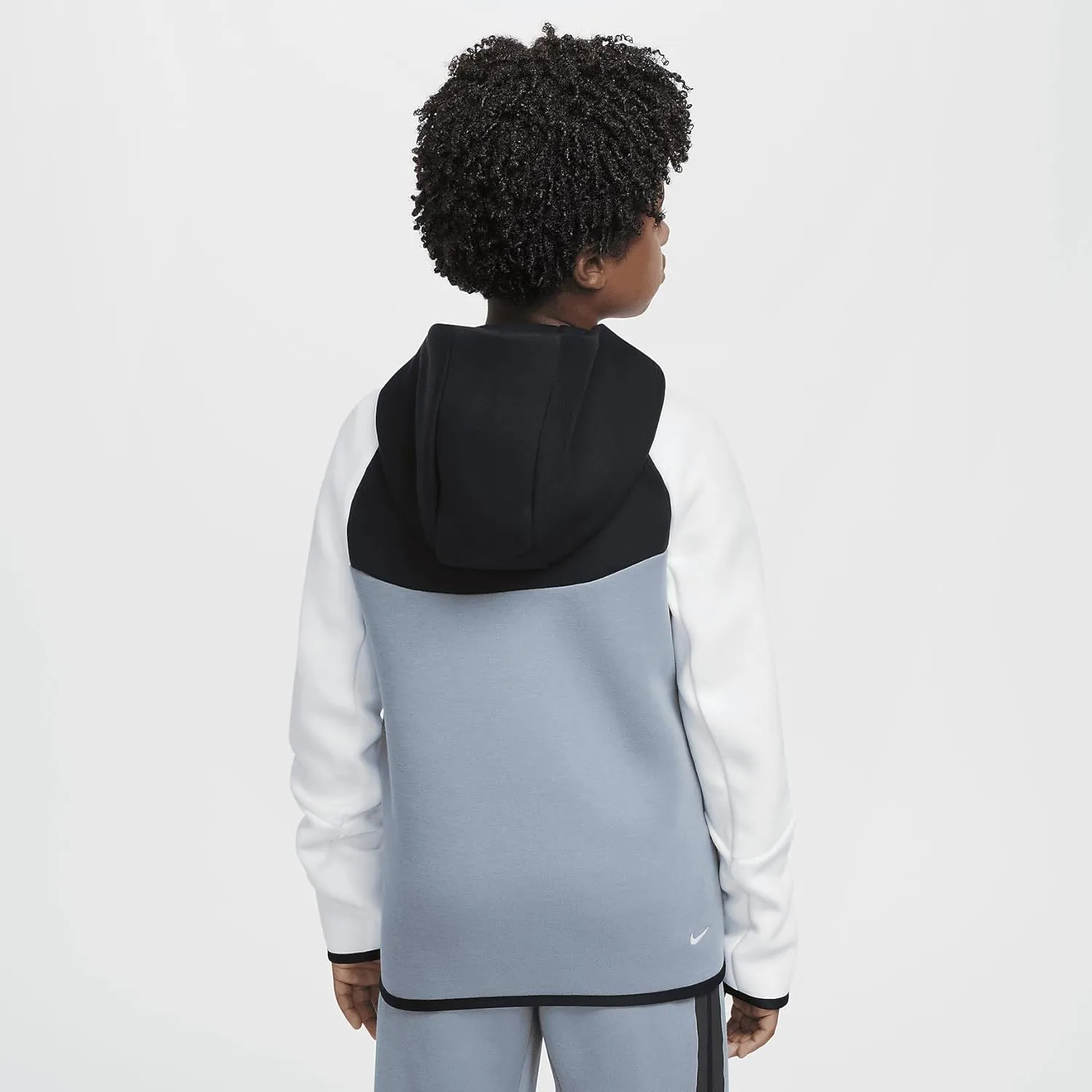 Nike Sportswear Tech Fleece Big Kids' Full-Zip Hoodie (HV5867-065, Cool Grey/Black/White/Metallic Gold)
