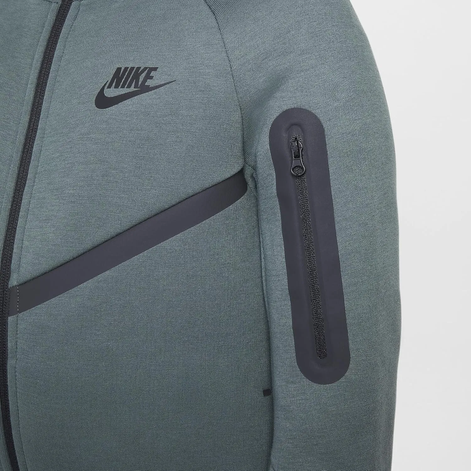 Nike Sportswear Tech Fleece Big Kids' Full-Zip Hoodie (HV5867-338, Vintage Green/Vintage)