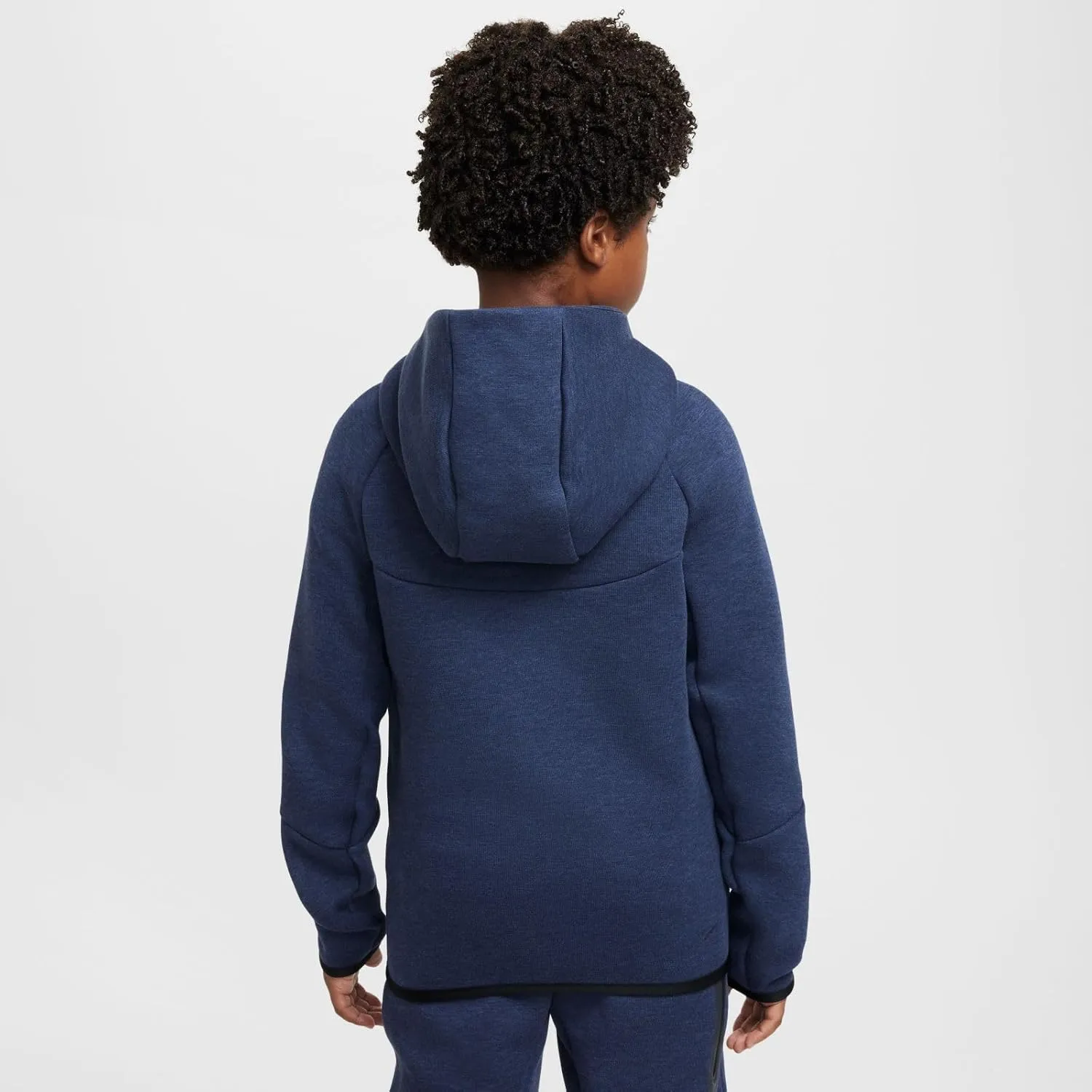 Nike Sportswear Tech Fleece Big Kids' Full-Zip Hoodie (HV5867-473, bsidian Heather/Obsidian Heather/Black/Black)