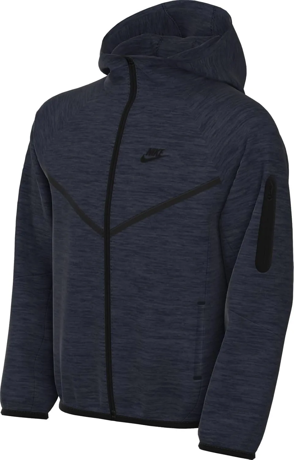 Nike Sportswear Tech Fleece Big Kids' Full-Zip Hoodie (HV5867-473, bsidian Heather/Obsidian Heather/Black/Black)