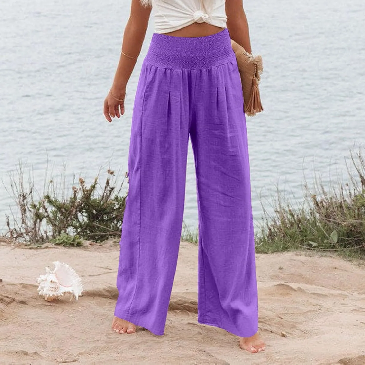 Pants for Women, Straight Leg Oversized High Waisted Pants Wide Casual Palazzo