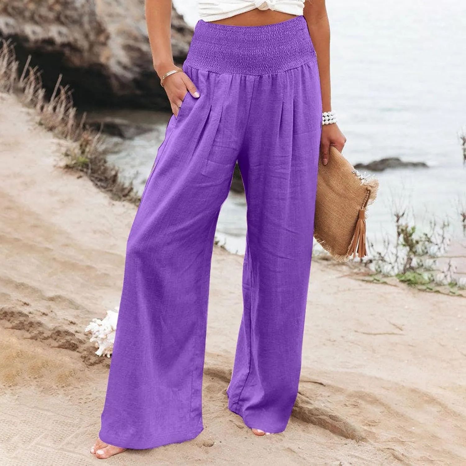 Pants for Women, Straight Leg Oversized High Waisted Pants Wide Casual Palazzo