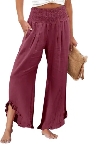 Pants for Women, Straight Leg Pants Wide High Waisted Summer Casual Baggy