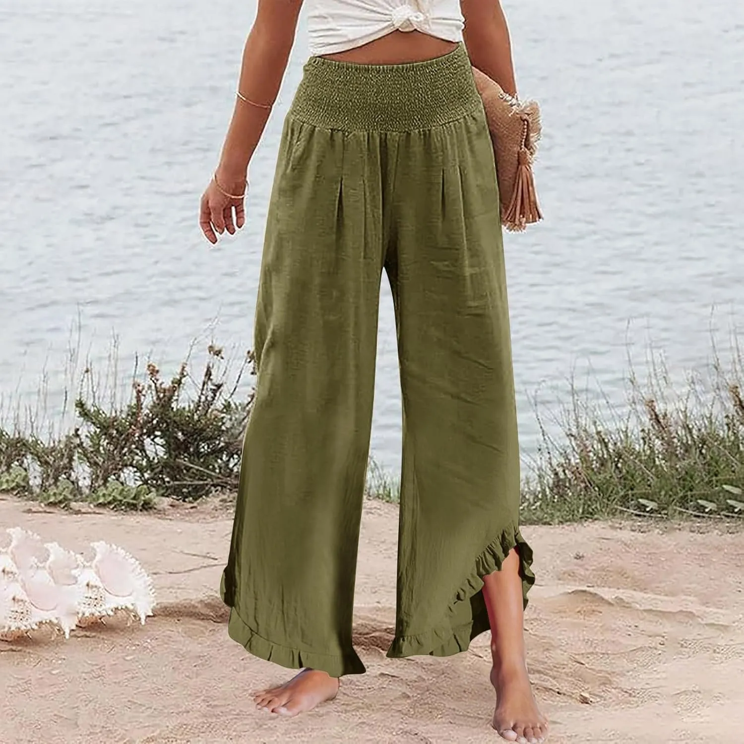Pants for Women, Straight Leg Pants Wide High Waisted Summer Casual Baggy