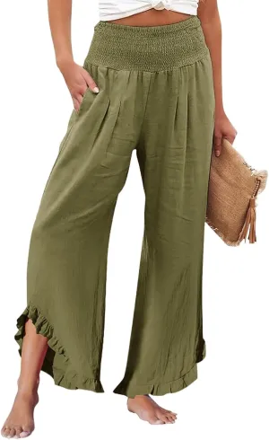 Pants for Women, Straight Leg Pants Wide High Waisted Summer Casual Baggy