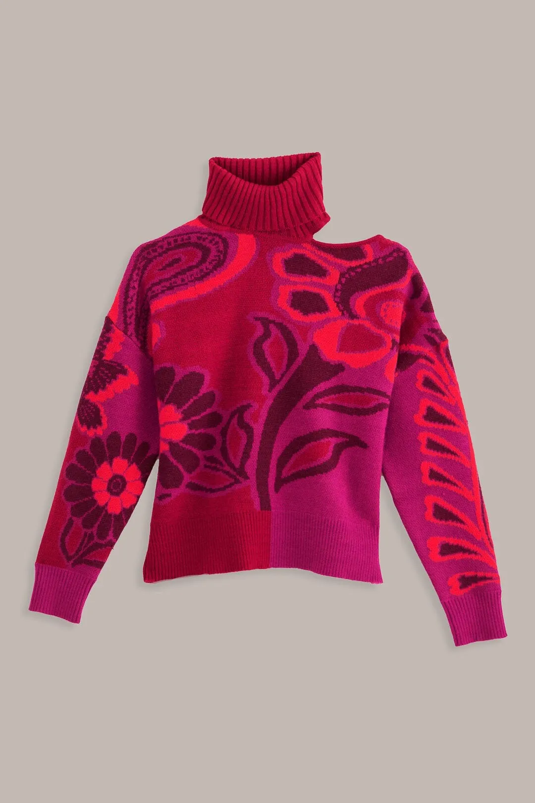 Pink Bold Floral Knit Sweater