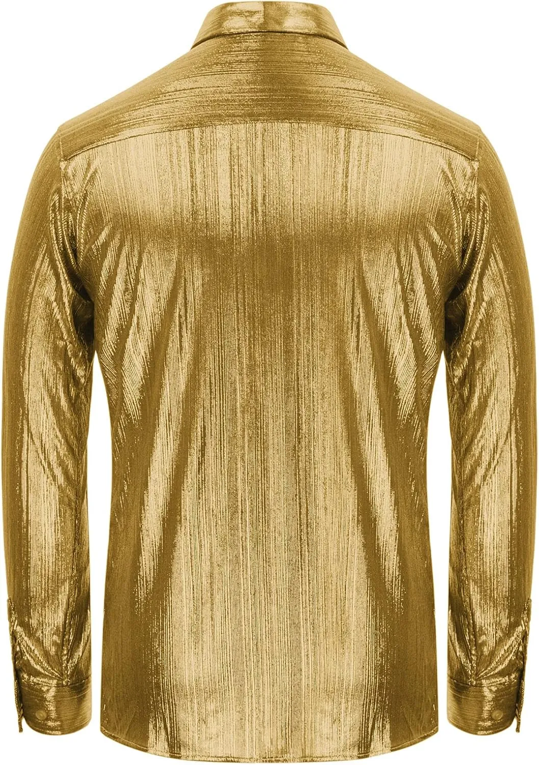 PJ PAUL JONES Men's 70s Disco Shirts Luxury Metallic Sequins Button Down Long Sleeve Party Shirt Nightclub Costume Tops