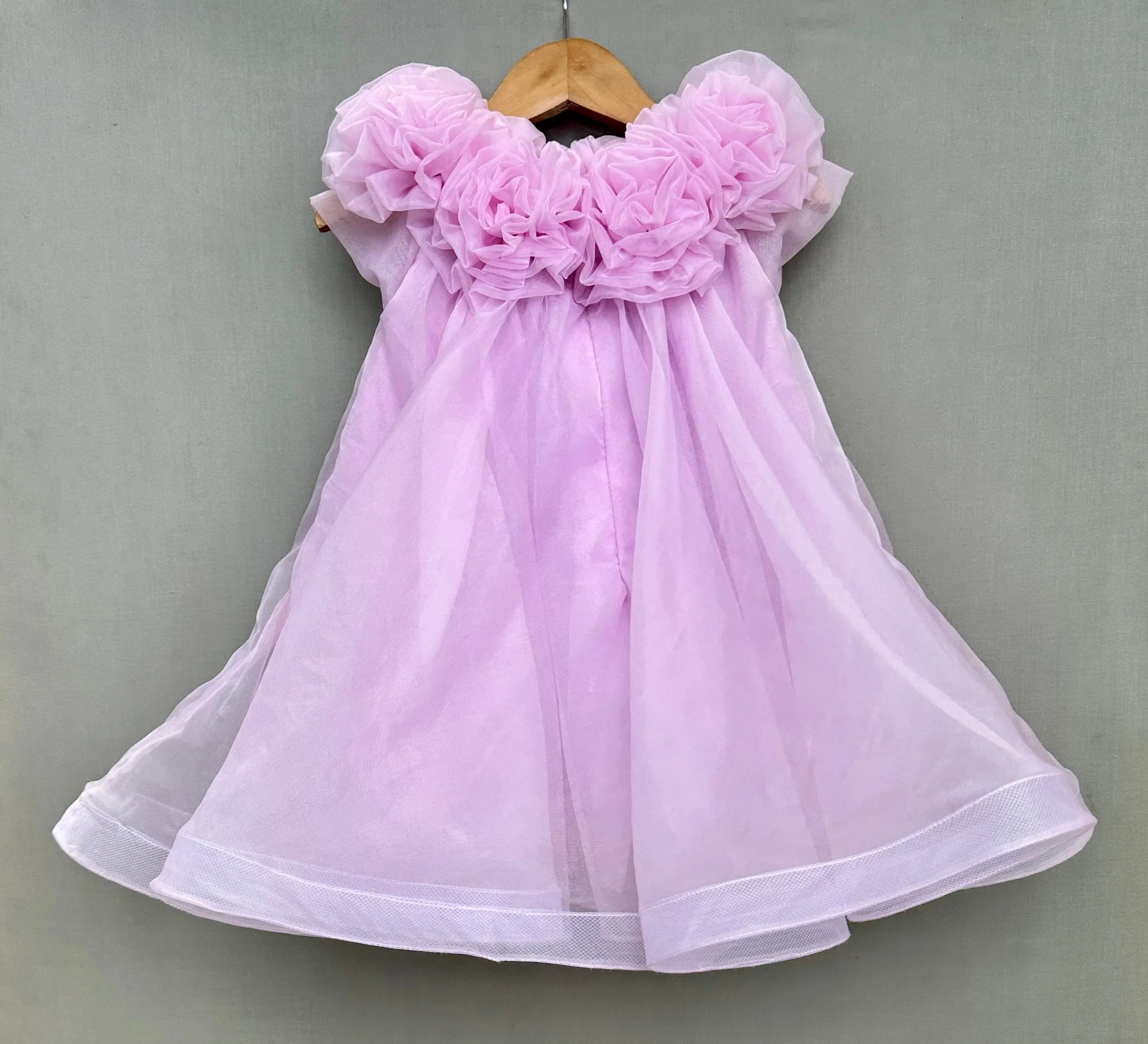 Pre-Order: Pearl Embellished Dress with Handmade flowers in Lavender