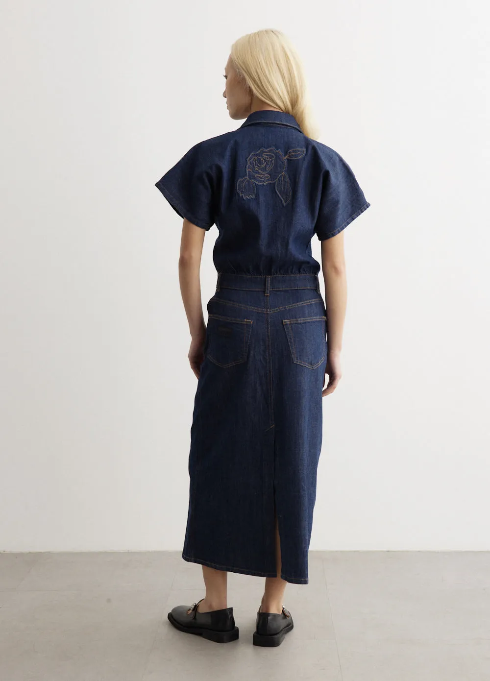 Rinse Stitch Denim Midi Dress