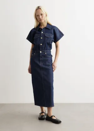 Rinse Stitch Denim Midi Dress