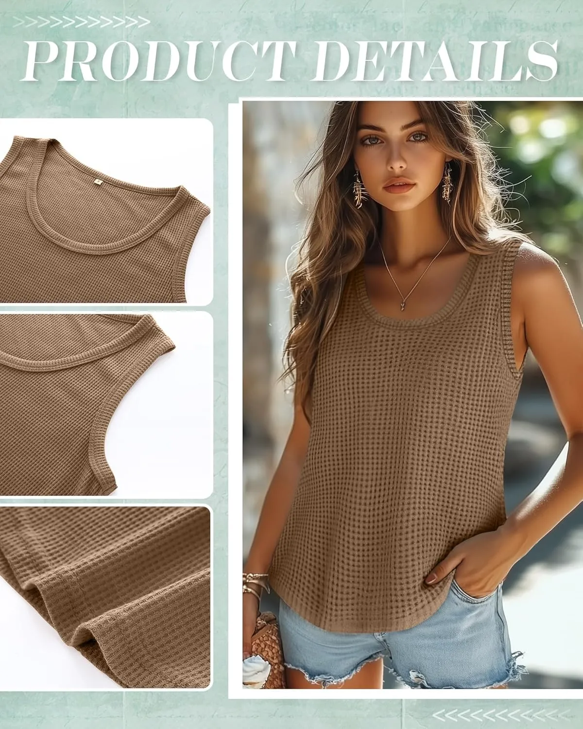 Riyiper 3 Pack Women's Waffle Knit Tunic Tank Tops Scoop Neck Loose Fit Sleeveless Shirts Summer 2025 Beach Vacation Clothes
