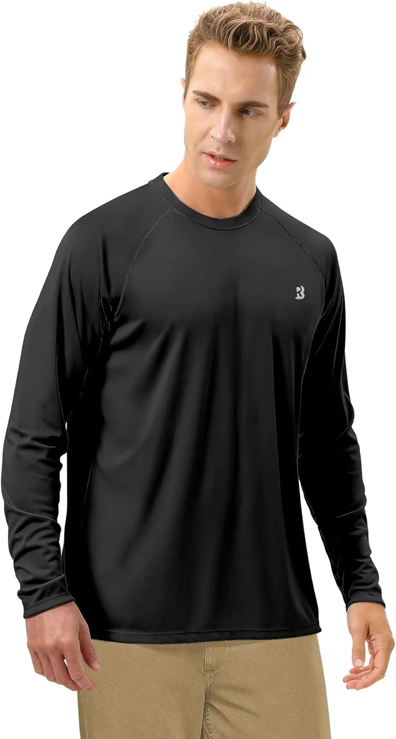 Roadbox Mens UPF 50  UV Sun Protection Shirts Outdoor Long Sleeve SPF Rash Guard for Fishing Hiking Swimming Running