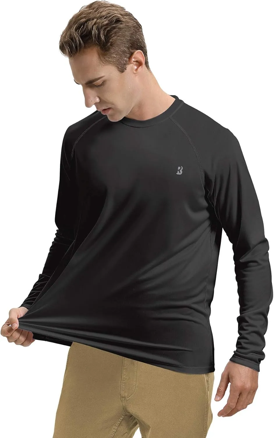 Roadbox Mens UPF 50  UV Sun Protection Shirts Outdoor Long Sleeve SPF Rash Guard for Fishing Hiking Swimming Running