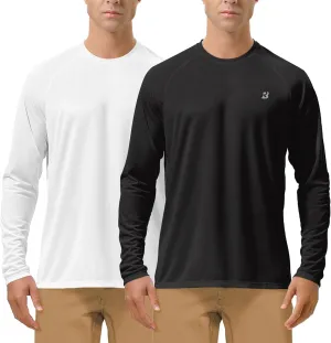 Roadbox Mens UPF 50  UV Sun Protection Shirts Outdoor Long Sleeve SPF Rash Guard for Fishing Hiking Swimming Running