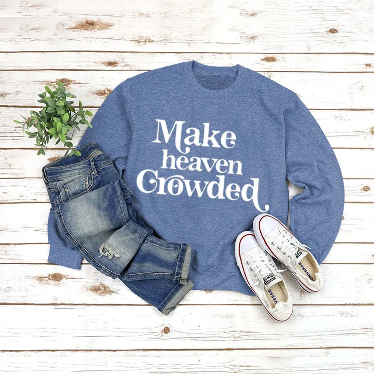 Round Neck Set Tops Long Sleeve Makeheaven Print Loose Sweatshirt