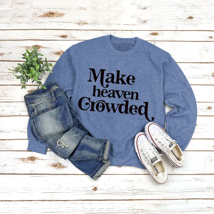 Round Neck Set Tops Long Sleeve Makeheaven Print Loose Sweatshirt