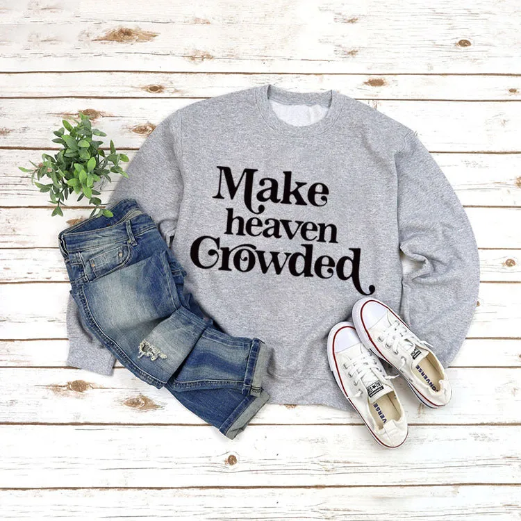 Round Neck Set Tops Long Sleeve Makeheaven Print Loose Sweatshirt