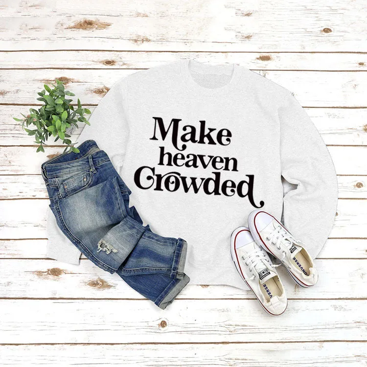 Round Neck Set Tops Long Sleeve Makeheaven Print Loose Sweatshirt