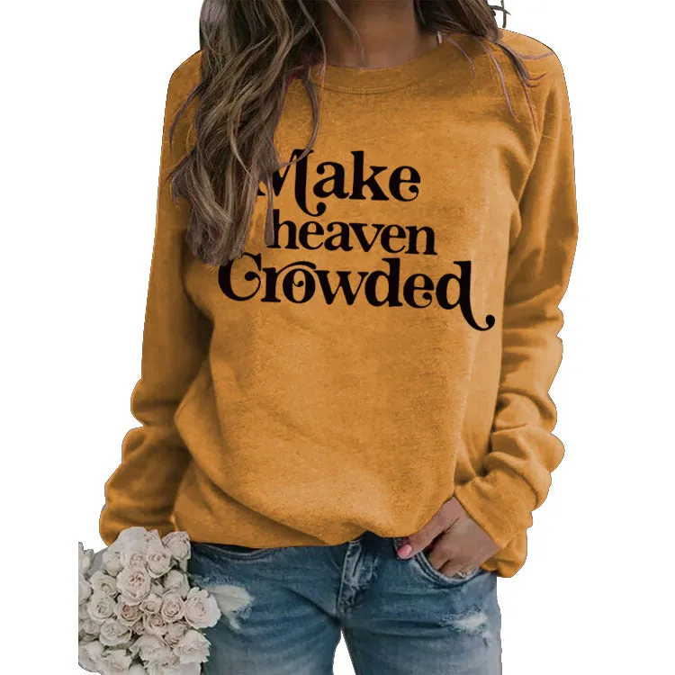 Round Neck Set Tops Long Sleeve Makeheaven Print Loose Sweatshirt
