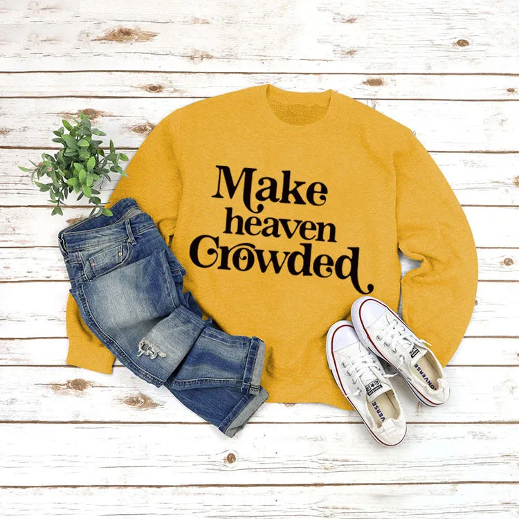 Round Neck Set Tops Long Sleeve Makeheaven Print Loose Sweatshirt