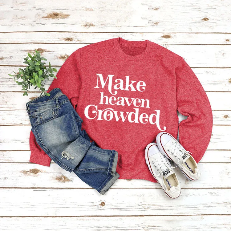 Round Neck Set Tops Long Sleeve Makeheaven Print Loose Sweatshirt