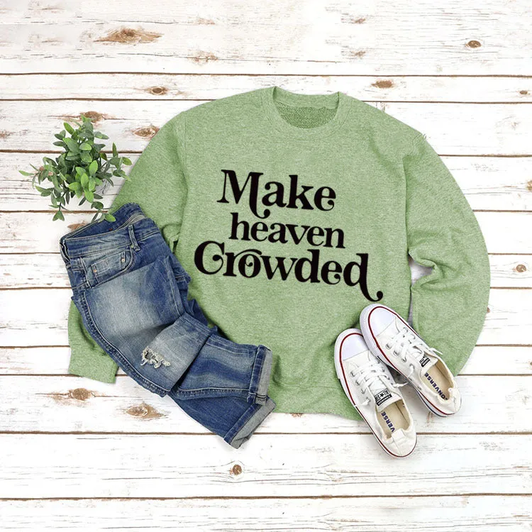 Round Neck Set Tops Long Sleeve Makeheaven Print Loose Sweatshirt